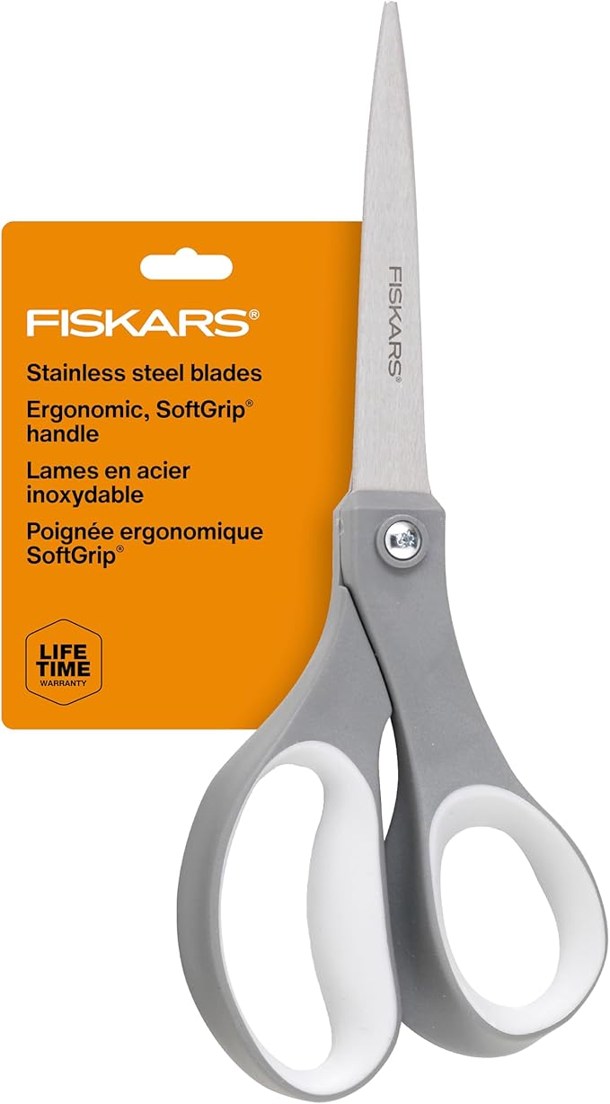Fiskars All Purpose Scissors, High Performance Cutting, Stainless Steel Blades, Ergonomic and Comfort Handles, Perfect for Arts and Crafts and The Office, Scissors for Office